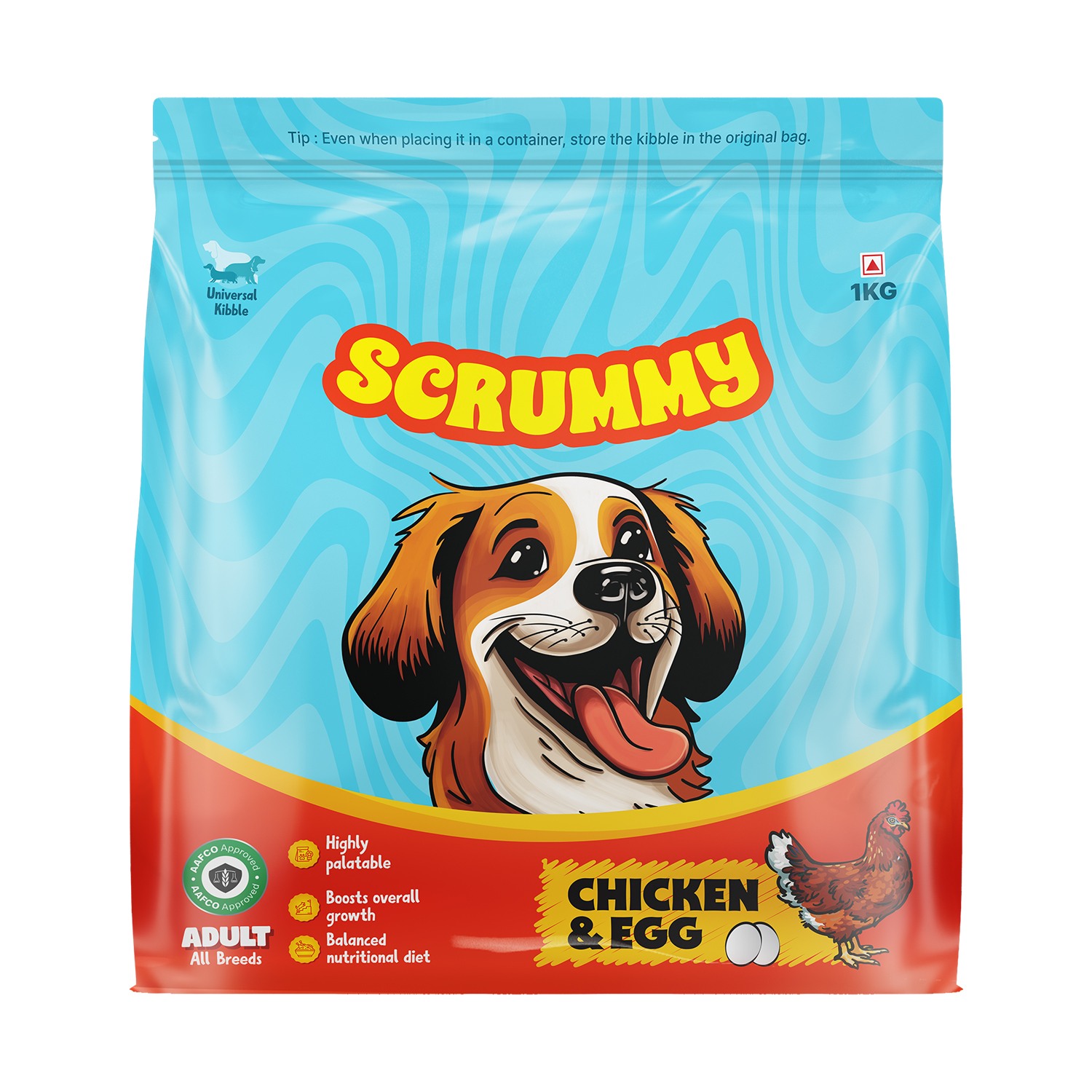 Scrummy Chicken & Eggs Adult All Breeds Kibble Dry Food for Dogs - 1kg