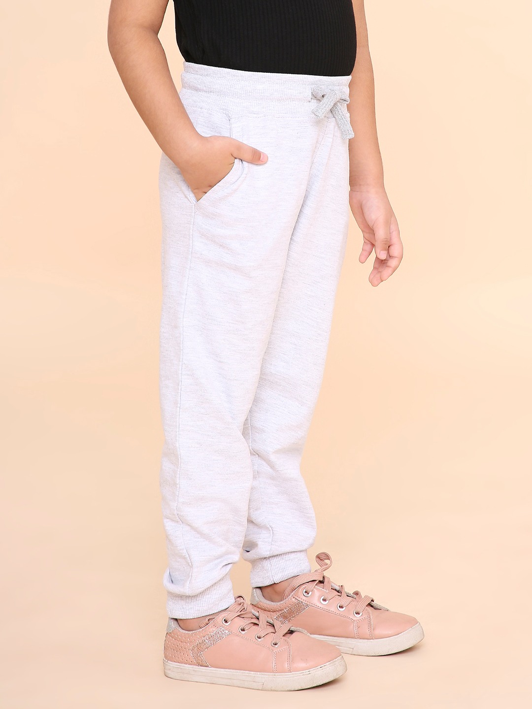 Girls Solid Sweatpant -Grey