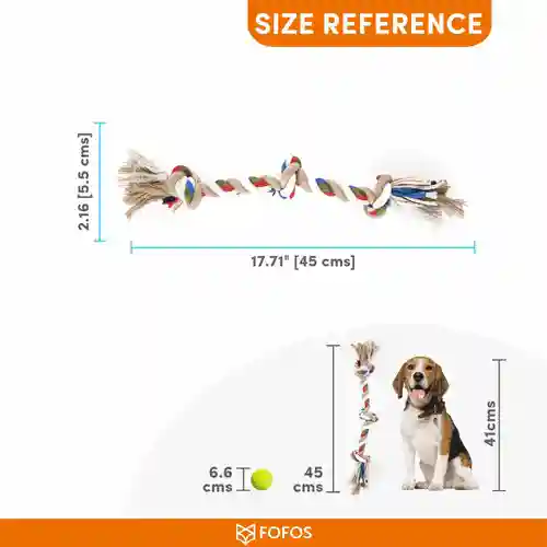 Barkbutler Fofos Flossy Three Knots Rope Toy for Dogs, 3 KNOTS