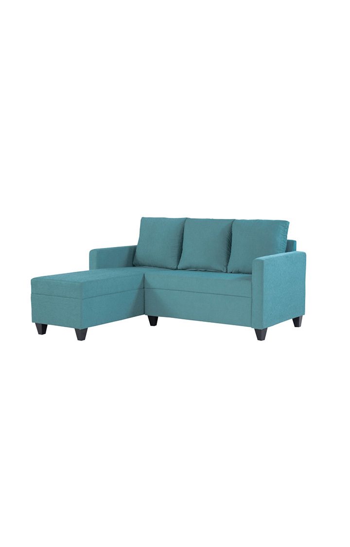 neudot Saya RHS Sectional Sofa for Living Room |4 Person Sofa| Premium Fabric with Cushioned Armrest | 12 Months Warranty| Solid Wood Frame| 4 Seater in Saya Duo Teal Color DIY(Do-It-Yourself)