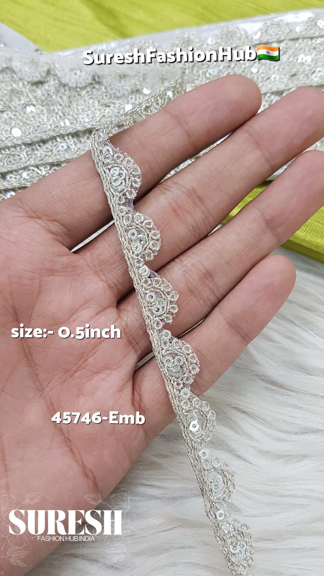 Water Scalloped Organza Dori Sequin Lace