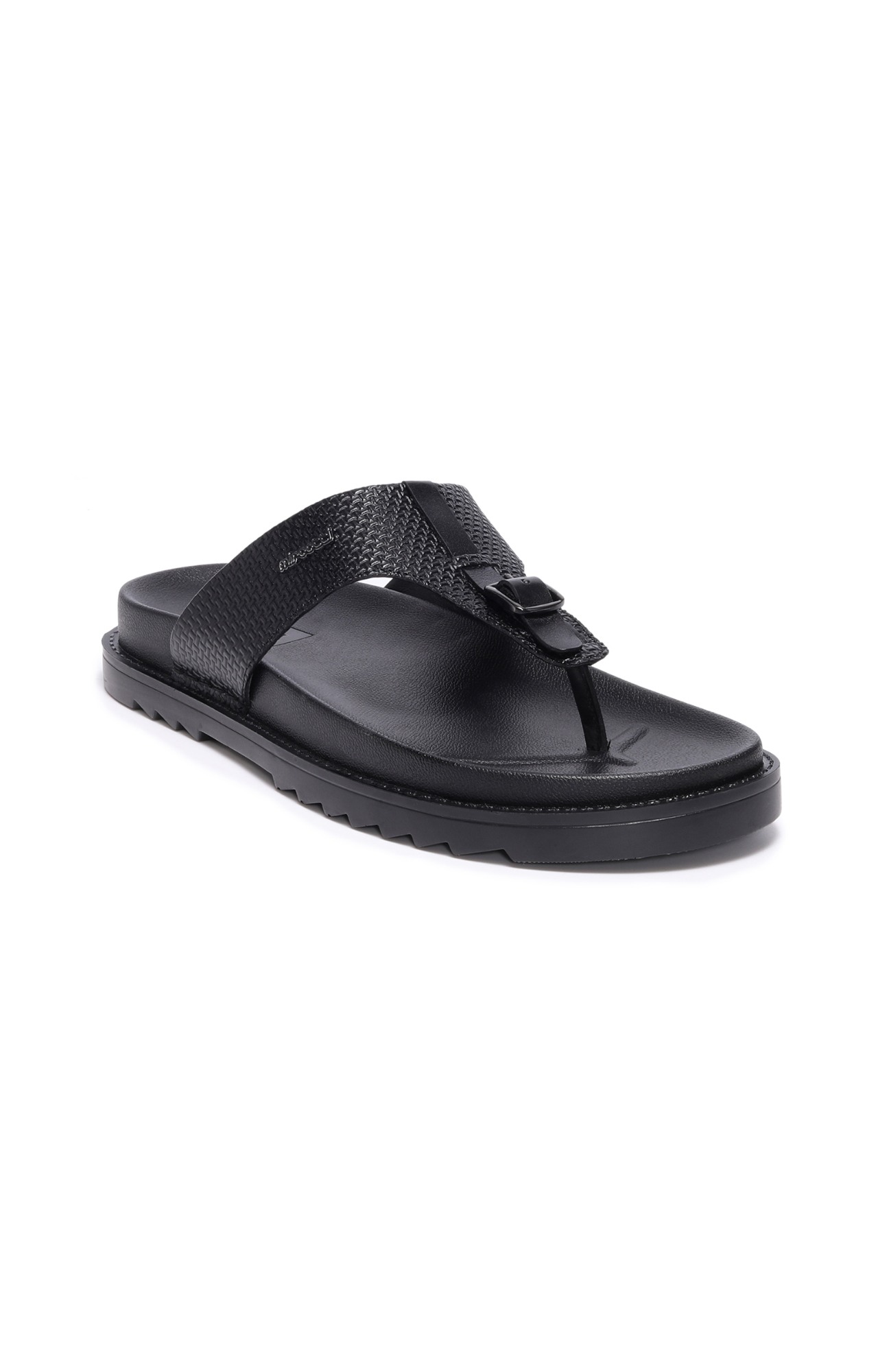 Men Black Comfort Thong Slippers