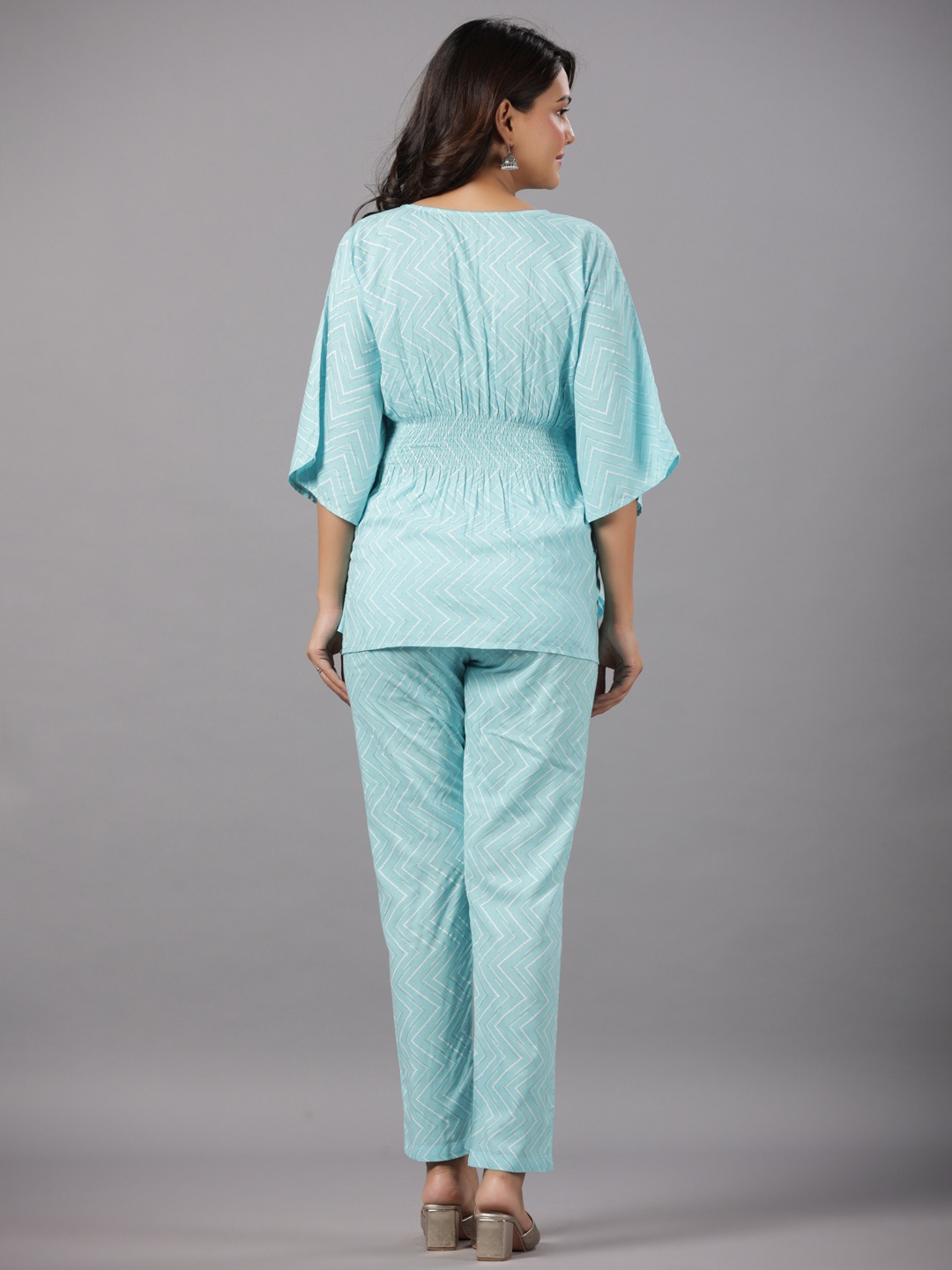 Rayon Printed  Kaftan Style Top & Straight Pant