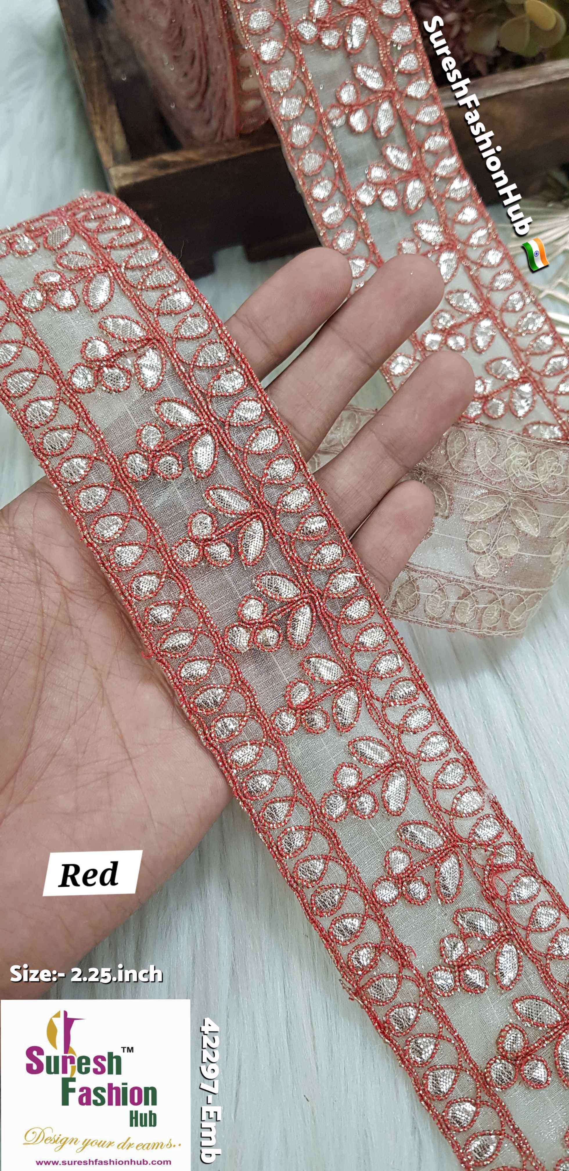 Cute Petal Laser Gota Lace Red