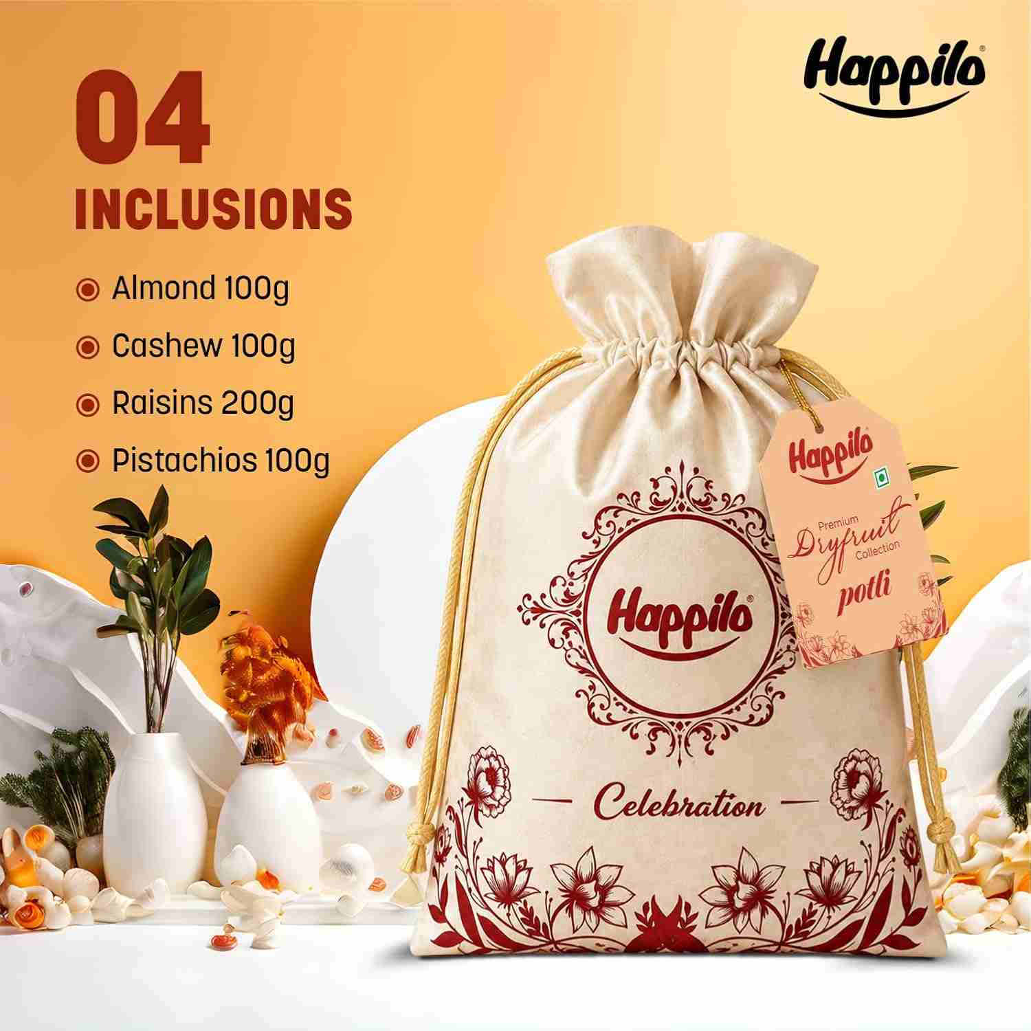 Happilo Golden Potli Dry Fruit Gift Bag (Happilo, Bengaluru)