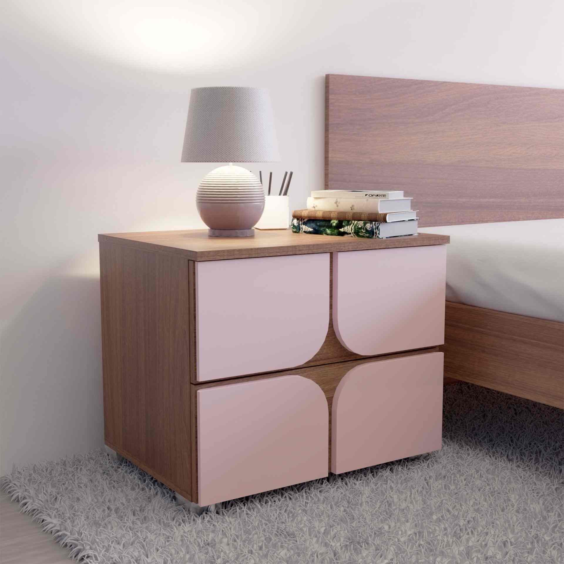 neudot Kruger Engineered Wood Bedside Table - Leon Teak (DIY)