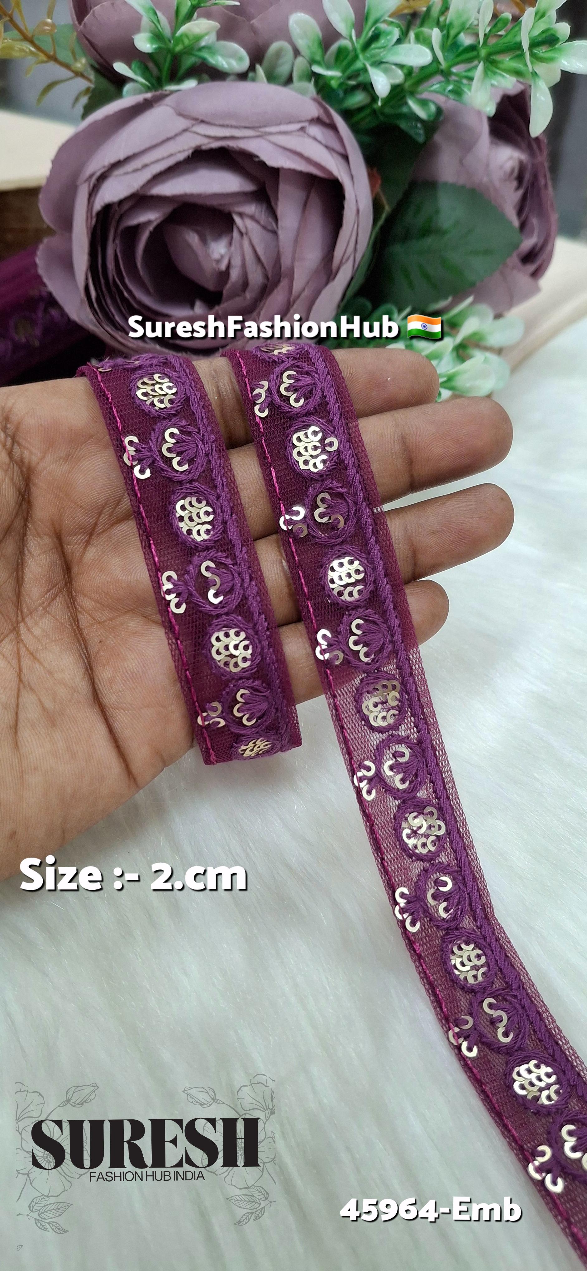 Magenta Tone-on-Tone Net Embroidery Lace
