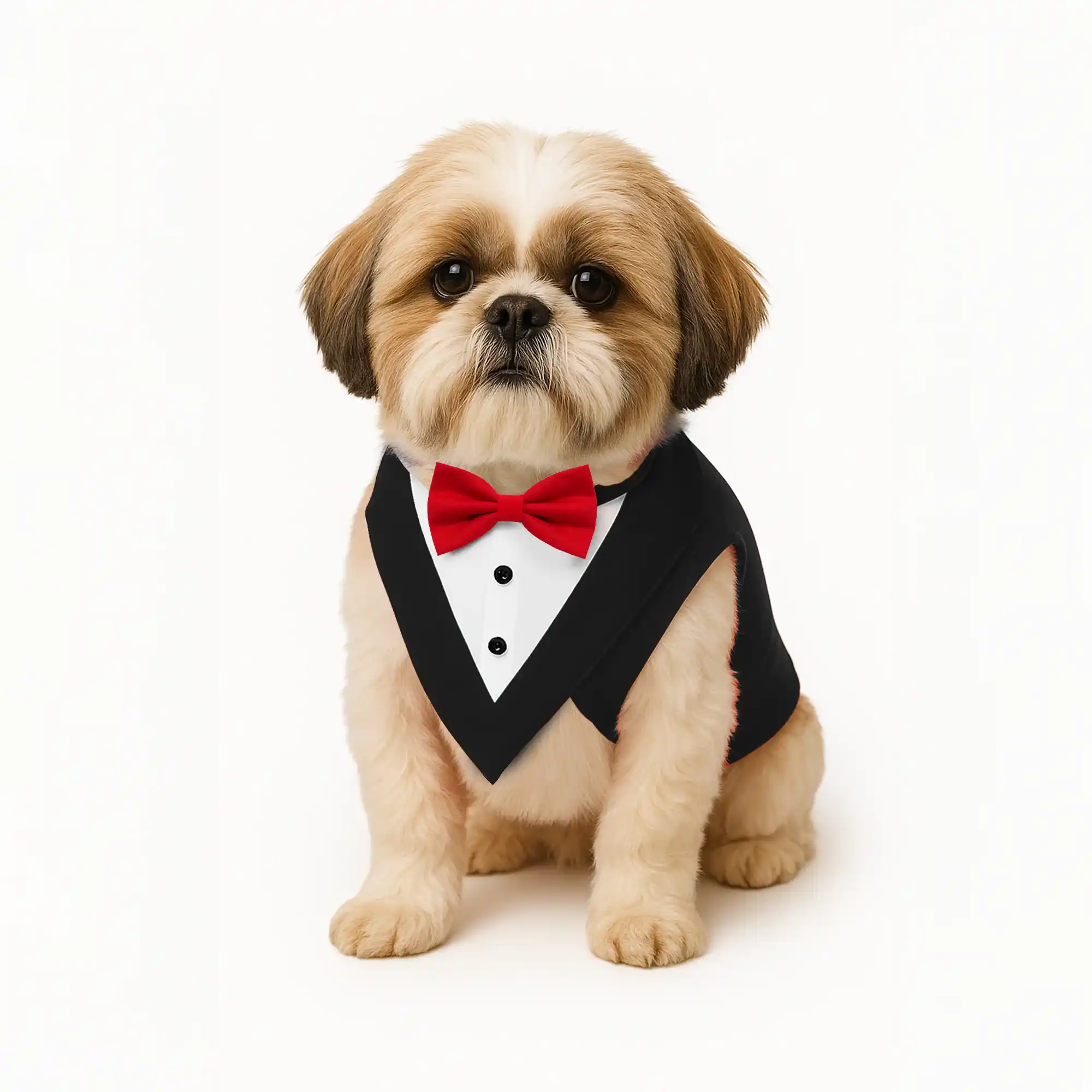 PawsIndia Black & White Tuxedo Suit, Red Carpet Ready