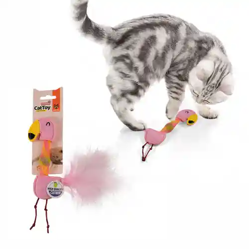 Barkbutler Fofos Flamingo Flick Tube Catnip Toy for Cats