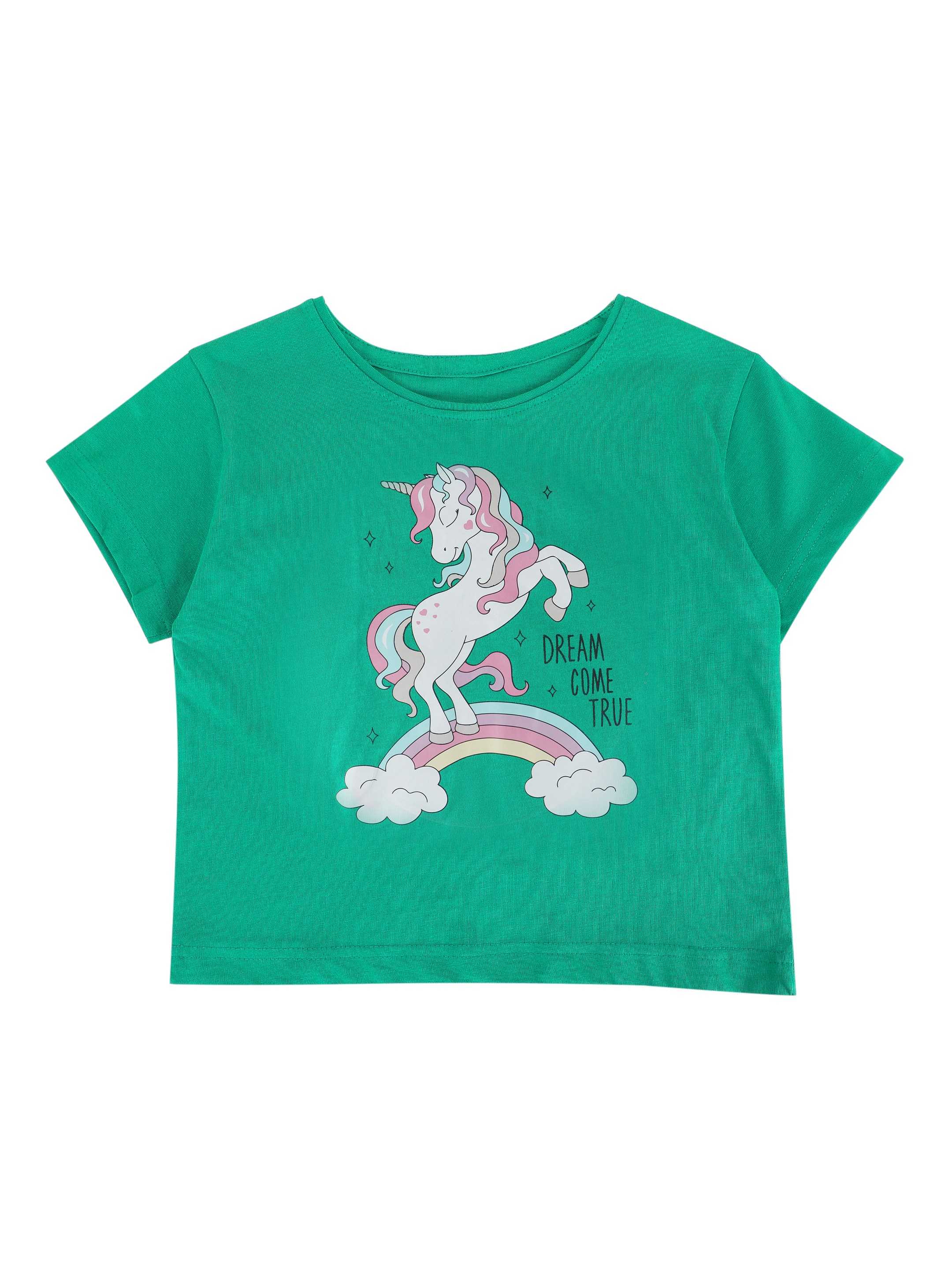 Ninos Dreams Girls Tshirt with Shorts Set Blue Unicorn Print