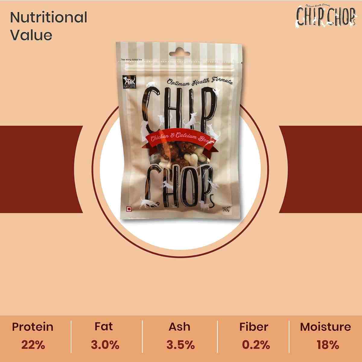 Chip Chops Chicken & Calcium Bone Dog Treat - 70gm