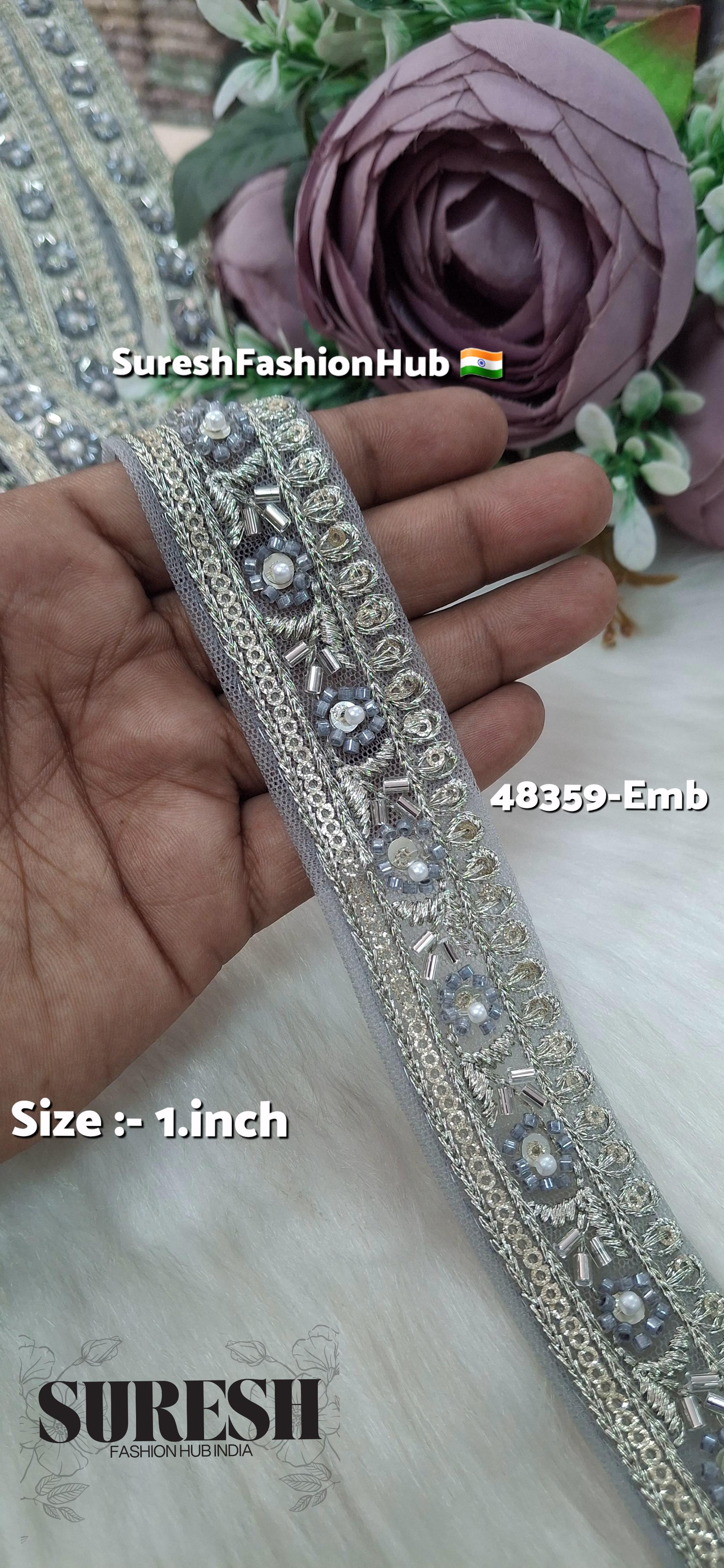Beaded Floral Charm Net Embroidered Lace