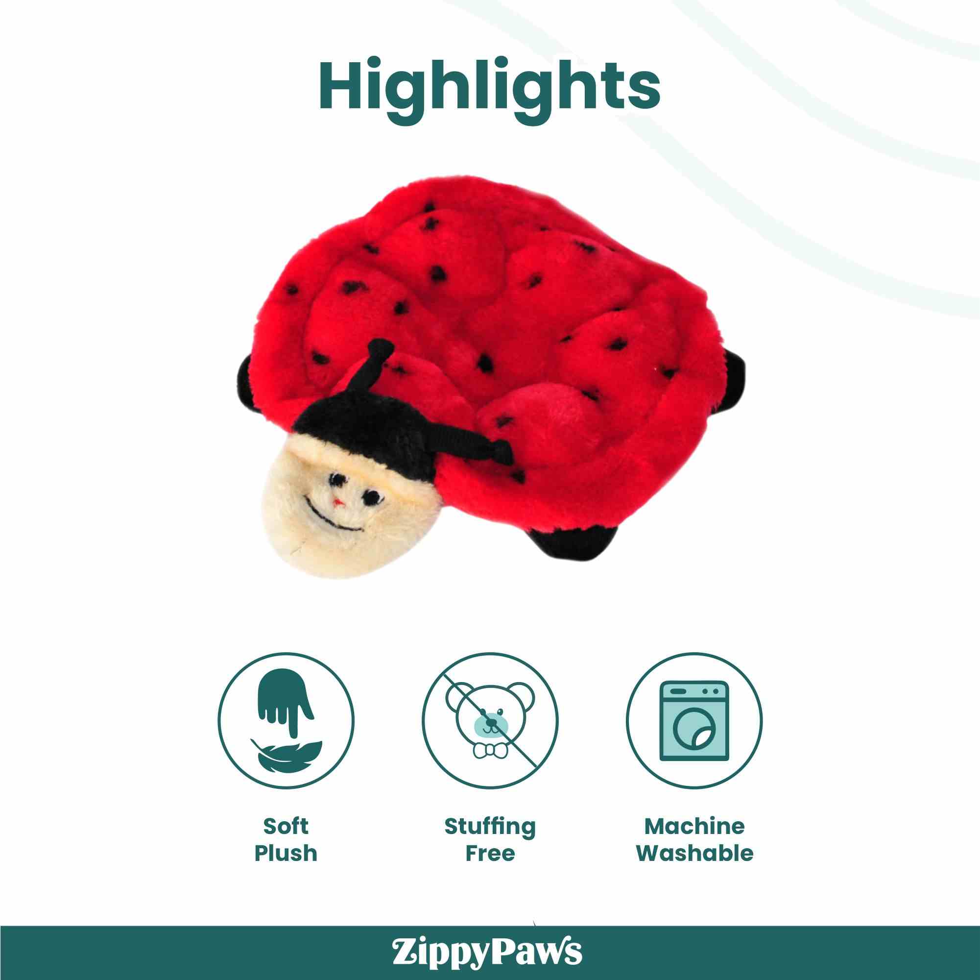Zippy Paws Squeakie Crawler Betsey the Ladybug Plush Toy for Dogs