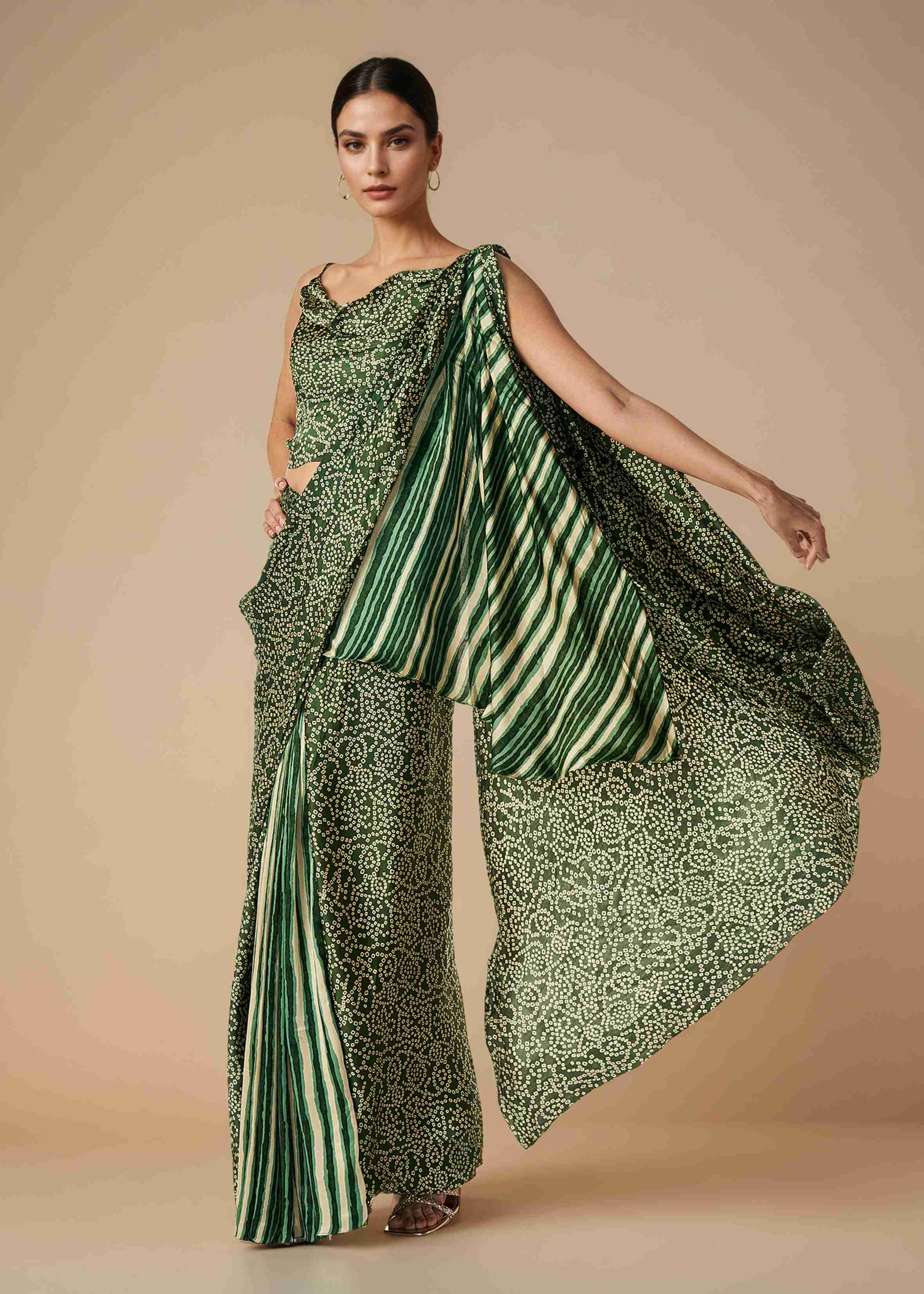 Olive Draped Saree