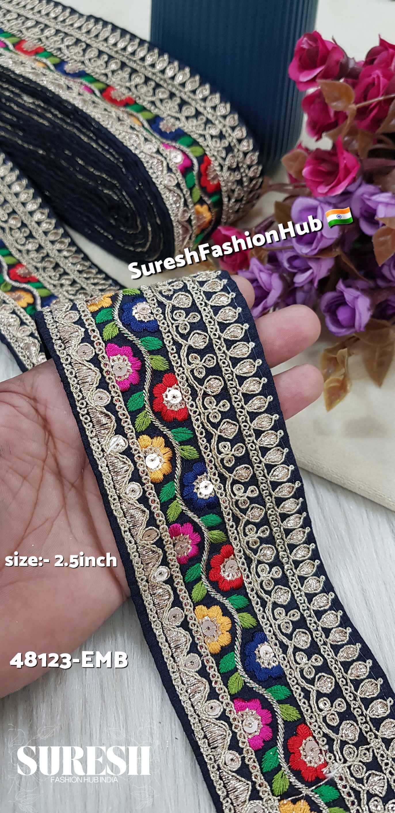 Sabyasachi Inspired Royal Navy Blue Luxe Floral Lace