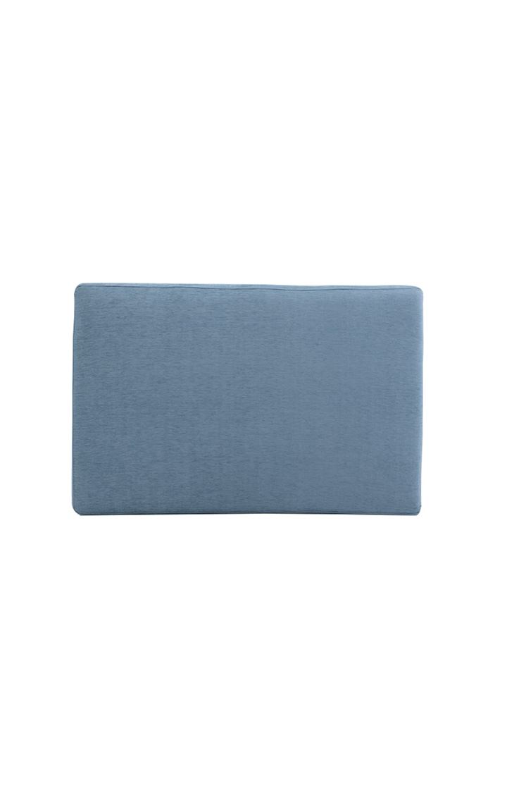 neudot Hailey Fabric Ottoman | Entry Way Stool | Wooden Legs | Blue Colour