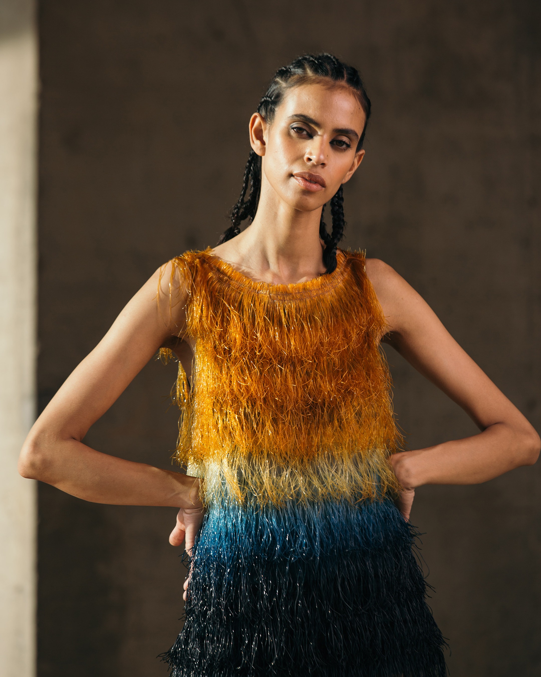 Gradient Glass Fringe Top