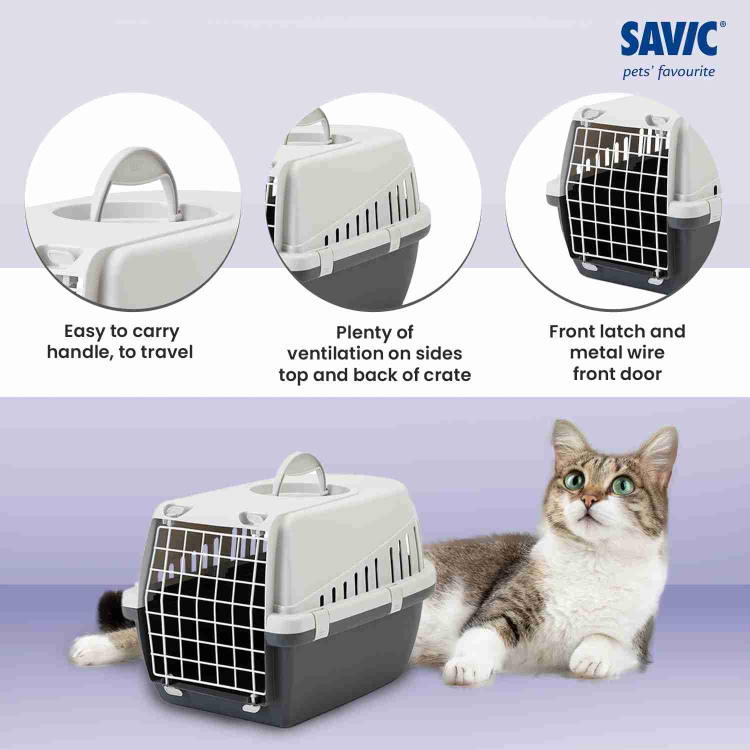 Savic Zephos 2 Pet Carrier, 22 x 15 x 13 inch, Grey