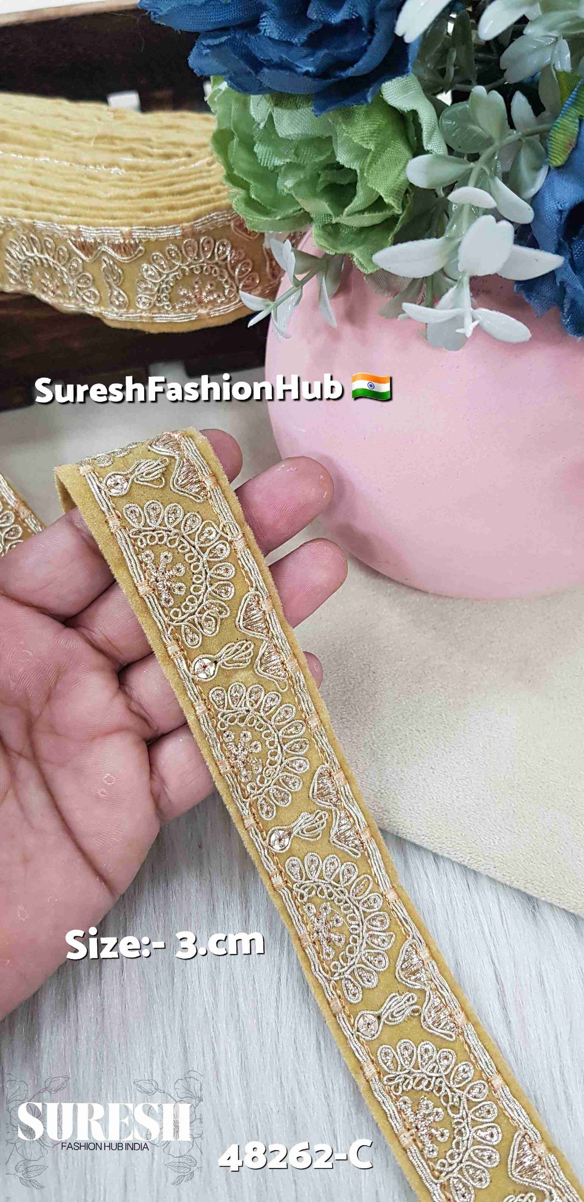 Beige Embroidery Velvet Lace