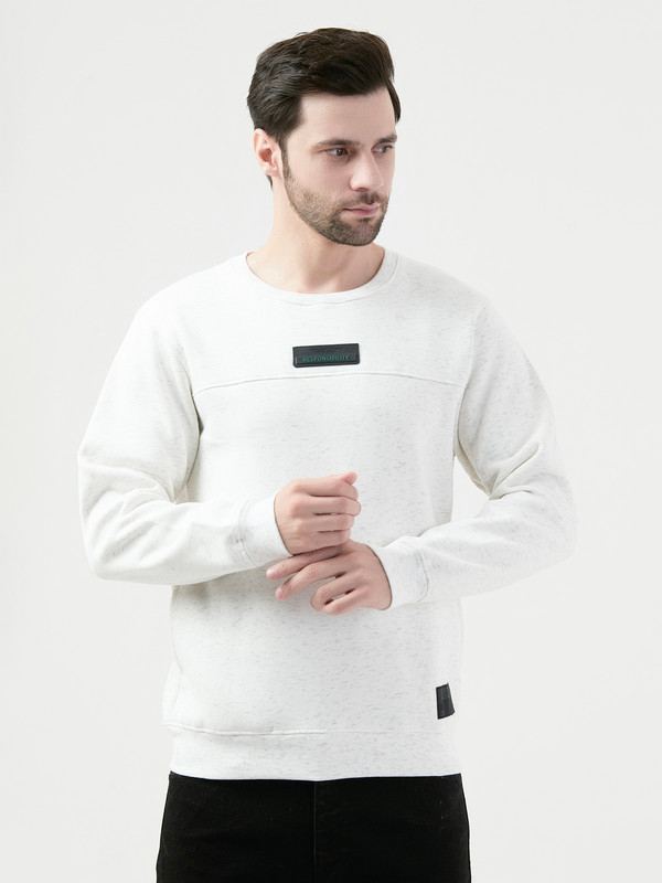 Octave Mens White Melange Sweatshirt