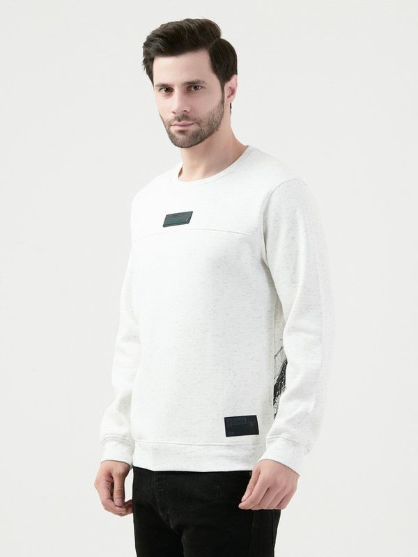 Octave Mens White Melange Sweatshirt