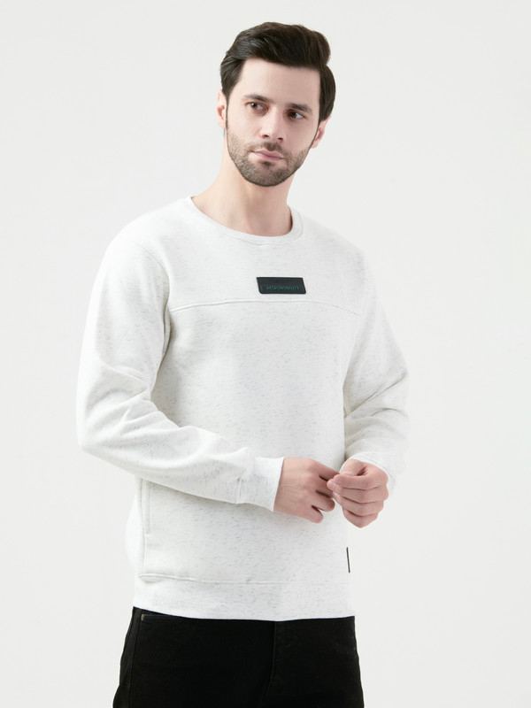 Octave Mens White Melange Sweatshirt