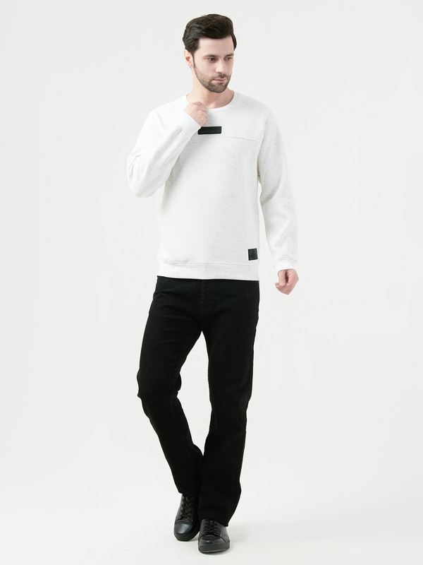Octave Mens White Melange Sweatshirt