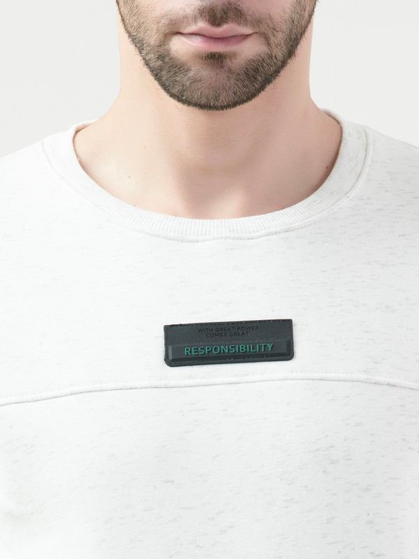Octave Mens White Melange Sweatshirt