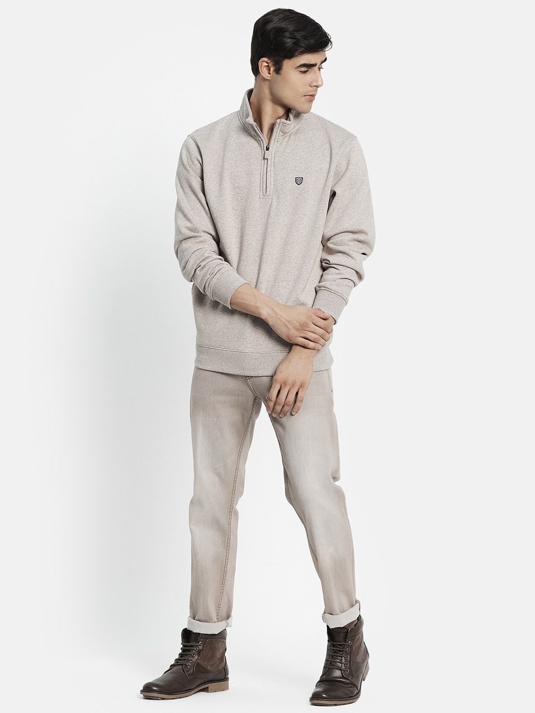 Octave Men Beige Sweatshirt