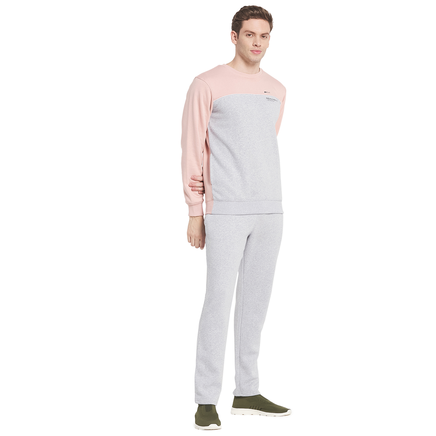 Octave Men Pink Colourblocked Cotton Tracksuit