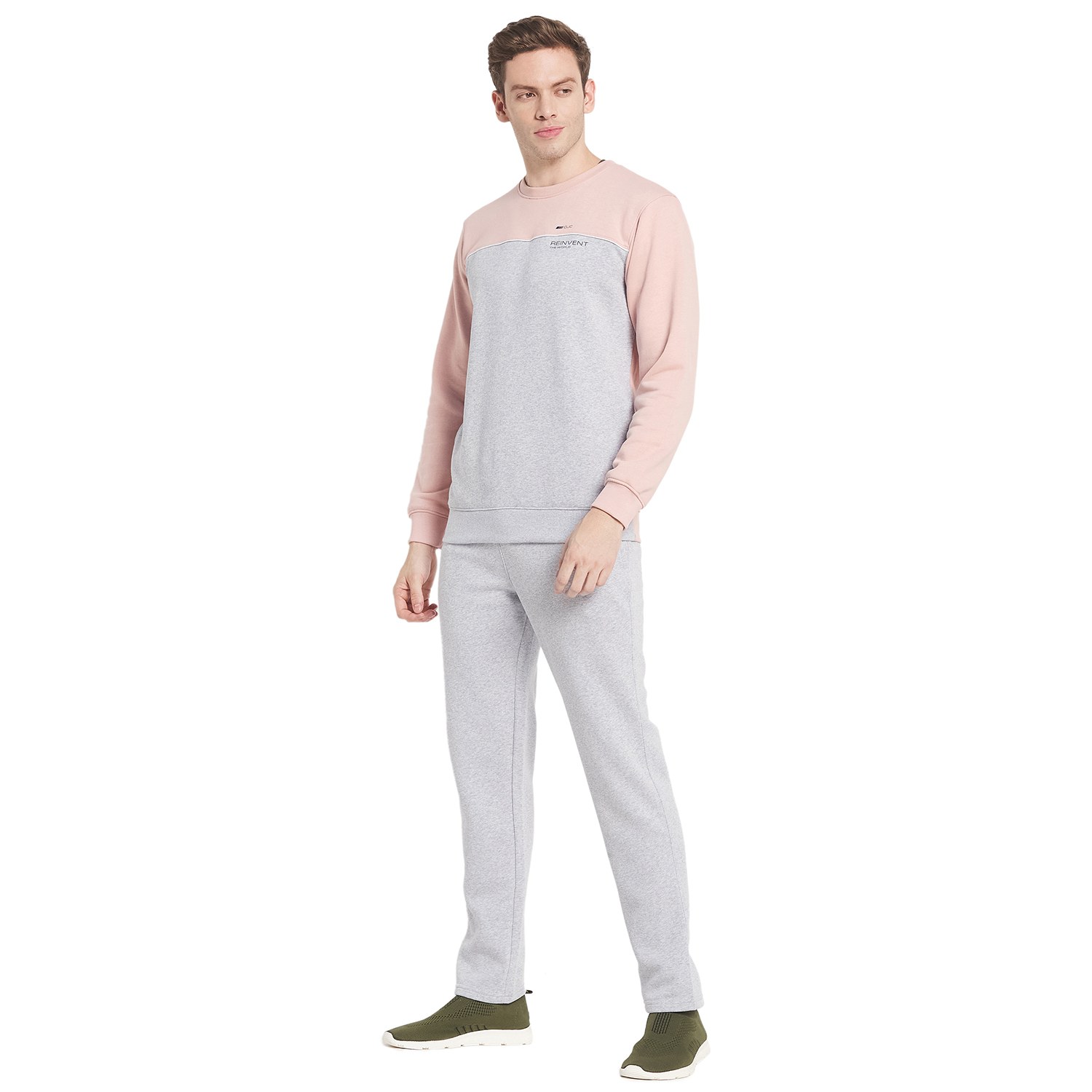 Octave Men Pink Colourblocked Cotton Tracksuit