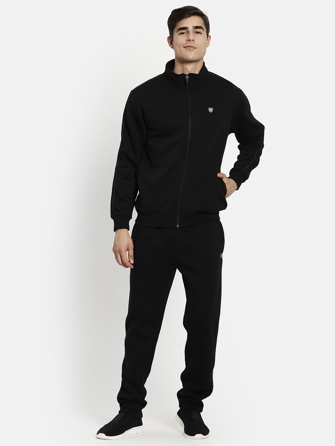 Octave Men Black Solid Tracksuits