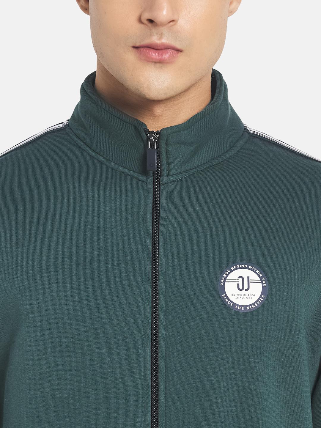 Octave Men Green Solid Fleece Tracksuit
