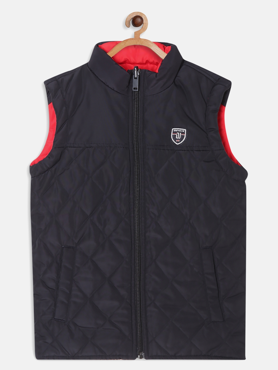 Buy OCTAVE Navy Mens Zip Through Neck Quilted Jacket | Shoppers Stop