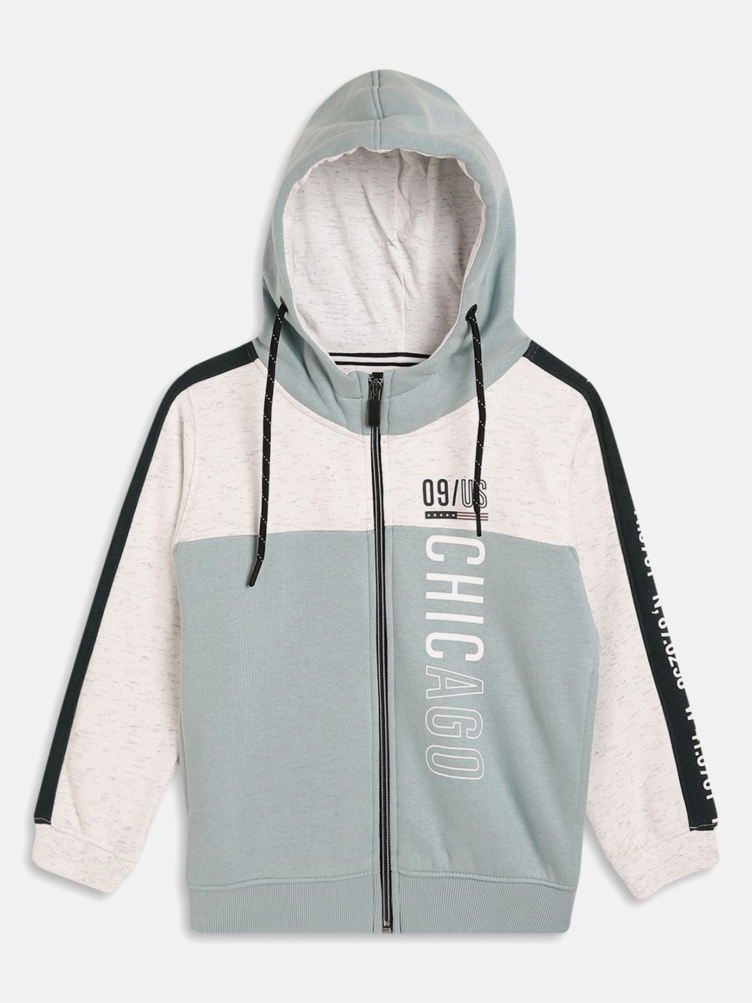 Octave Boys Teal Blue Colourblocked Hooded Sweatshirt
