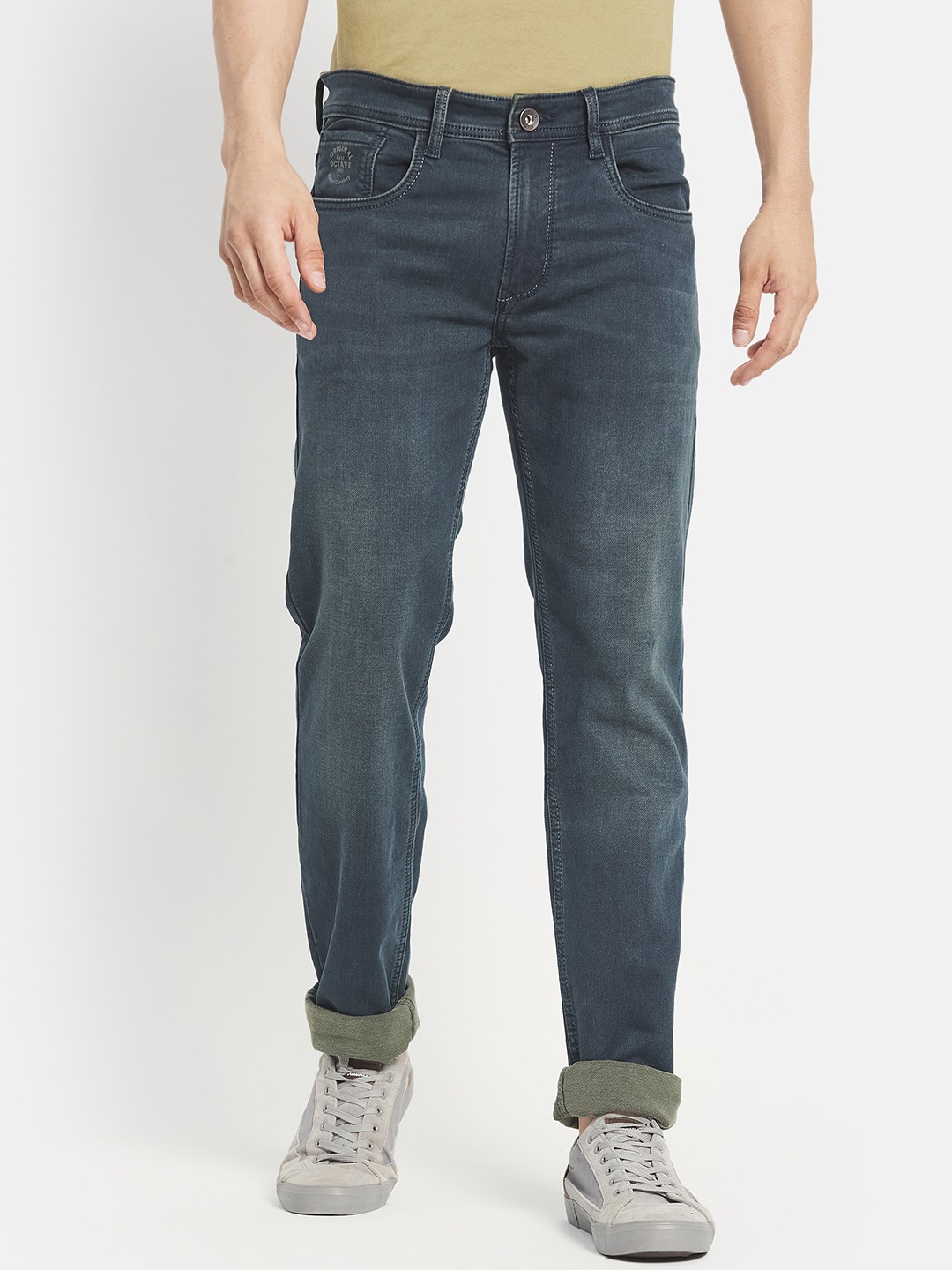 Octave Men Grey Regular Fit Cotton Mid-Rise Jeans