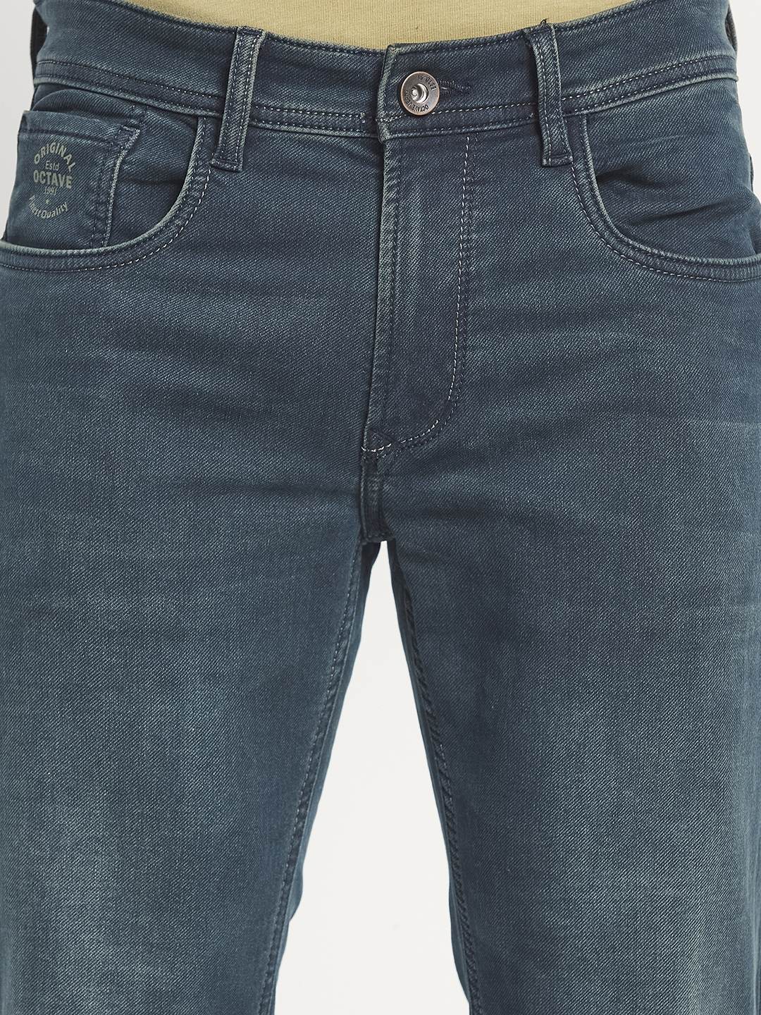 Octave Men Grey Regular Fit Cotton Mid-Rise Jeans