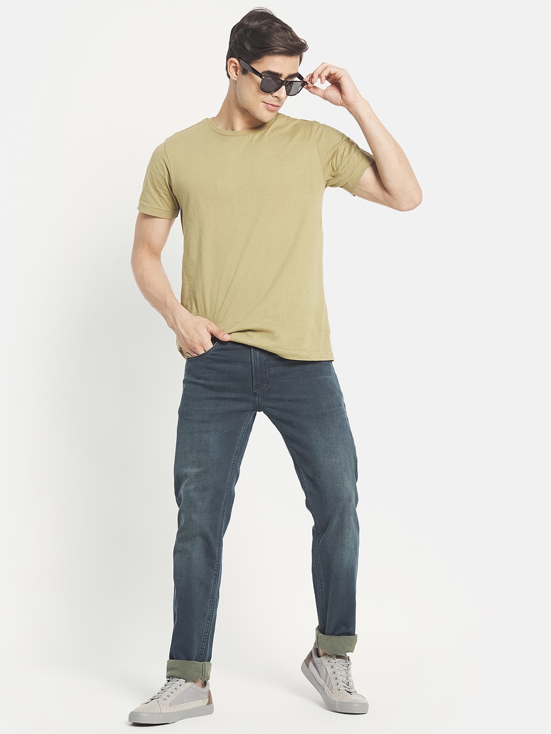 Octave Men Grey Regular Fit Cotton Mid-Rise Jeans
