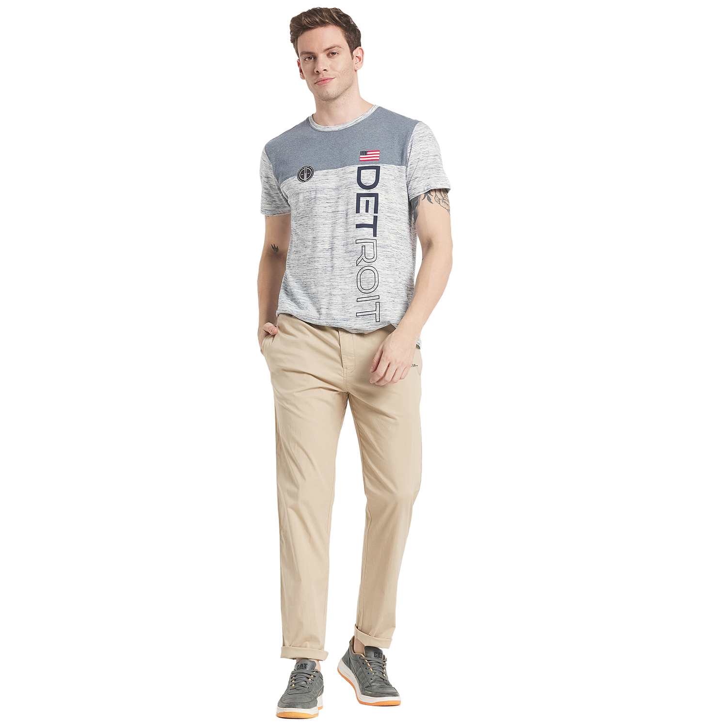 Octave Men Cream-Colored Solid Cotton Track Pants