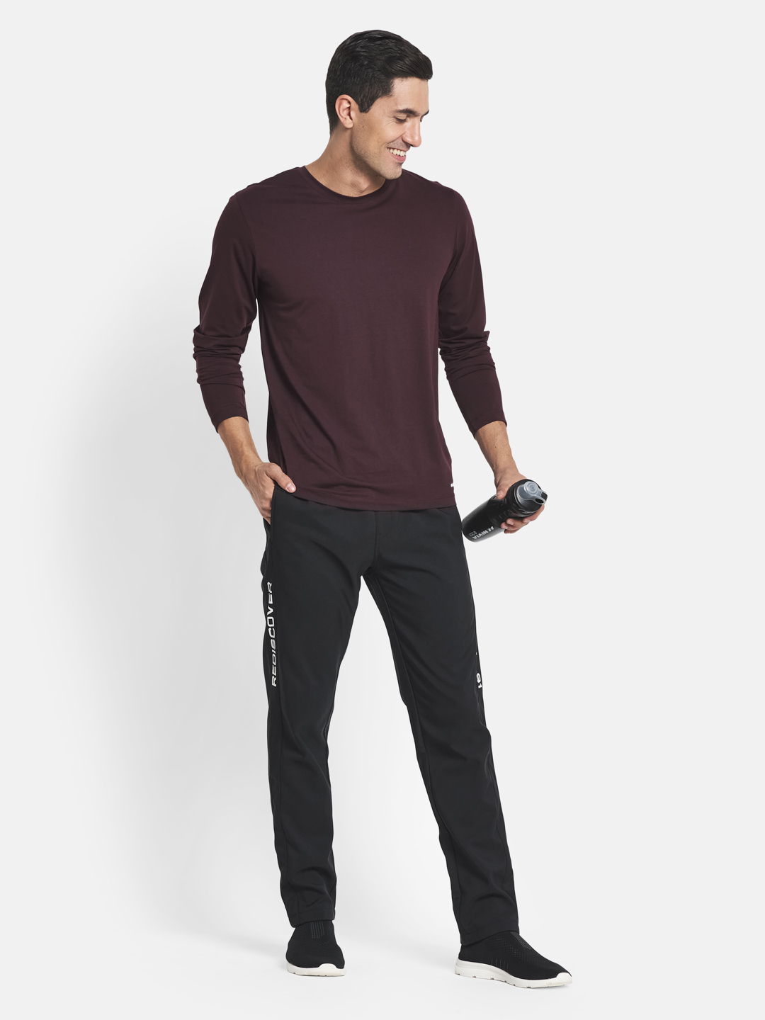 Octave Men Black Solid Cotton Track Pants