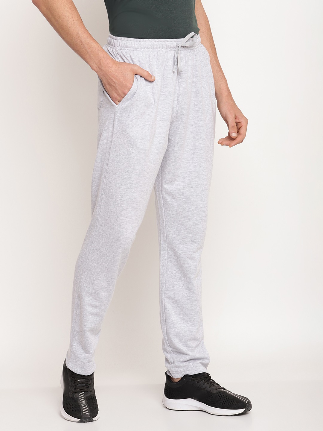 Octave Men Grey Solid Cotton Track Pants