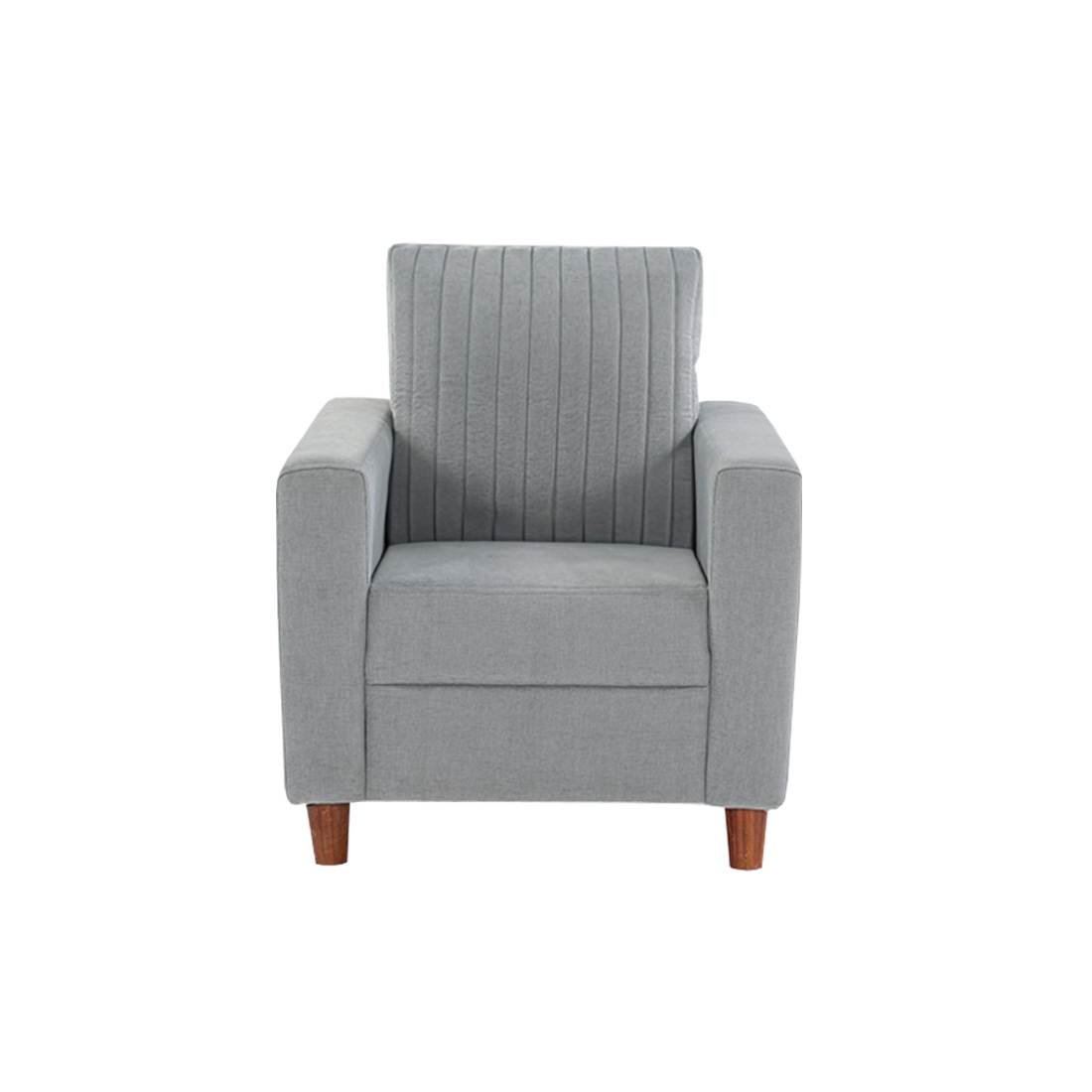 neudot Roman Sofa for Living Room |1 Person Sofa|Premium Fabric with Cushioned Armrest | Solid Wood Frame|1 Seater in Grey Color