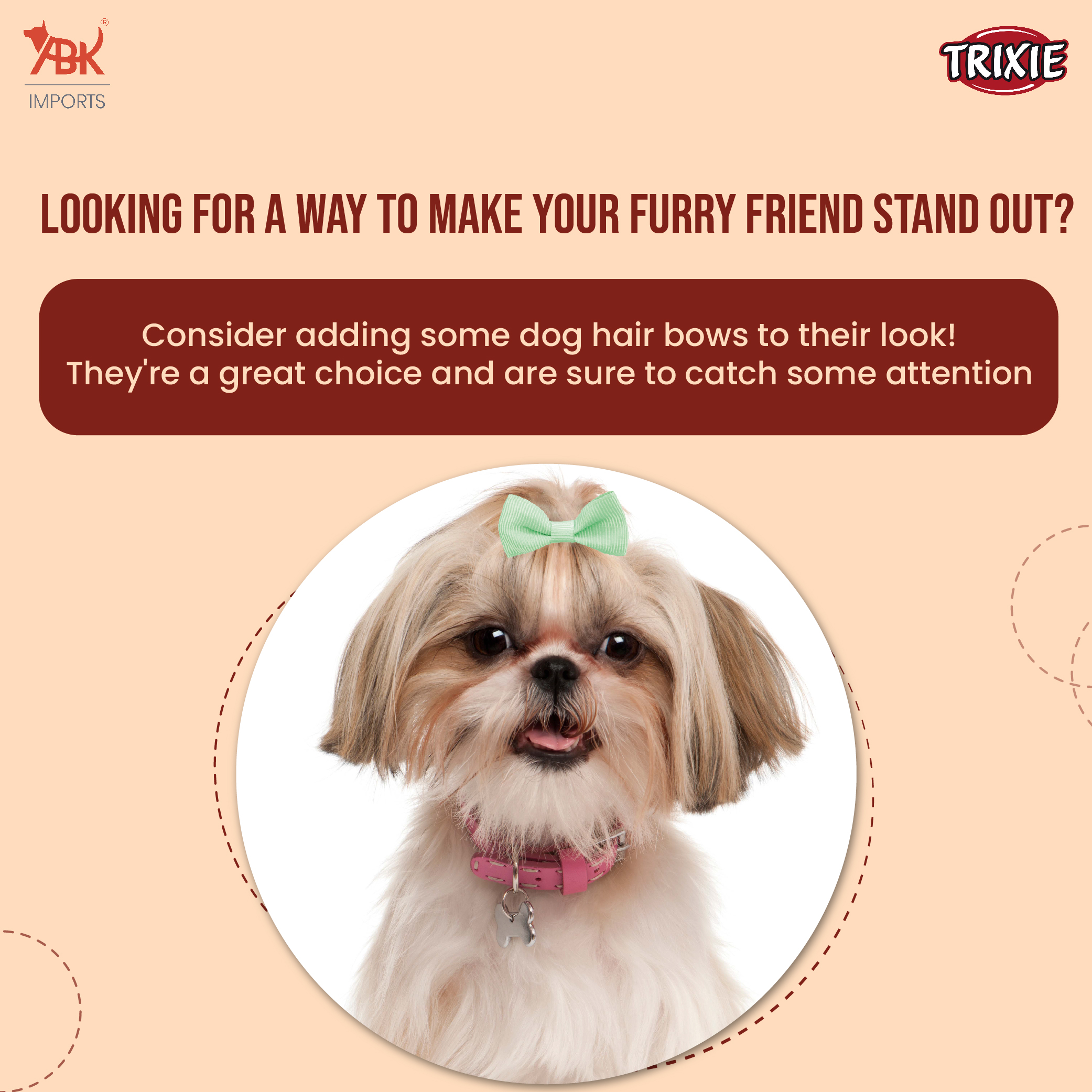 Trixie Assortment Dog Hair Bows Set of 10 Pcs