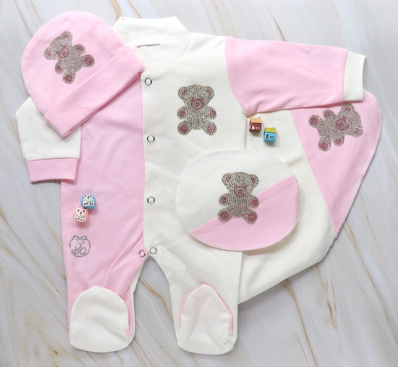 Pink Teddy Romper Set