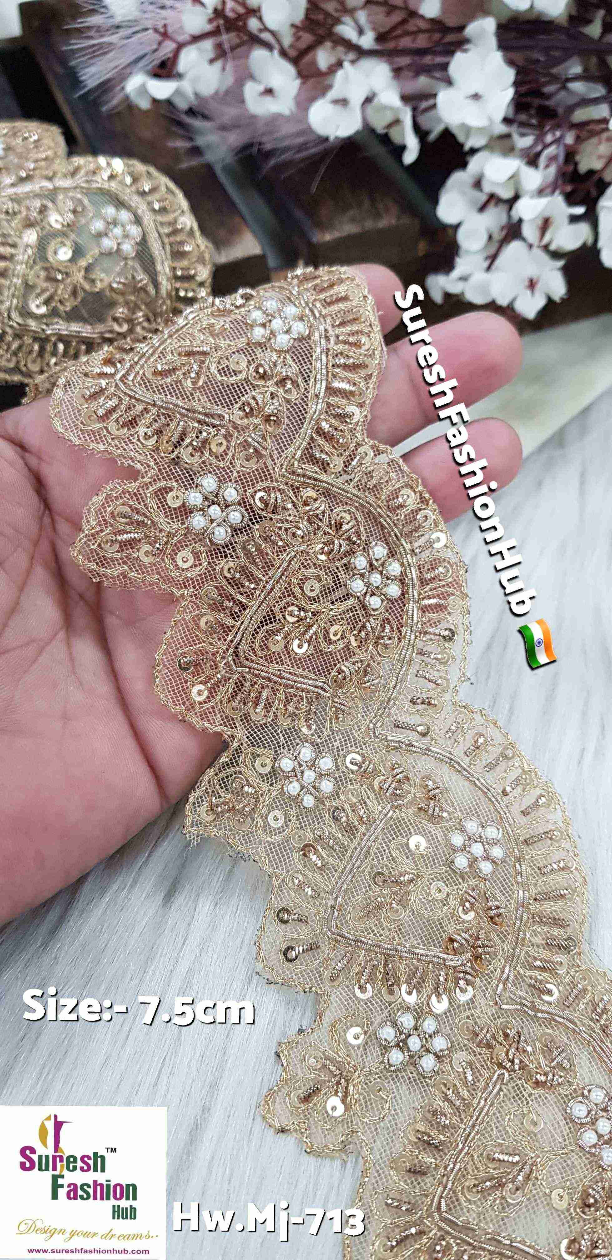 Golden Scallop Matt Floral Lace