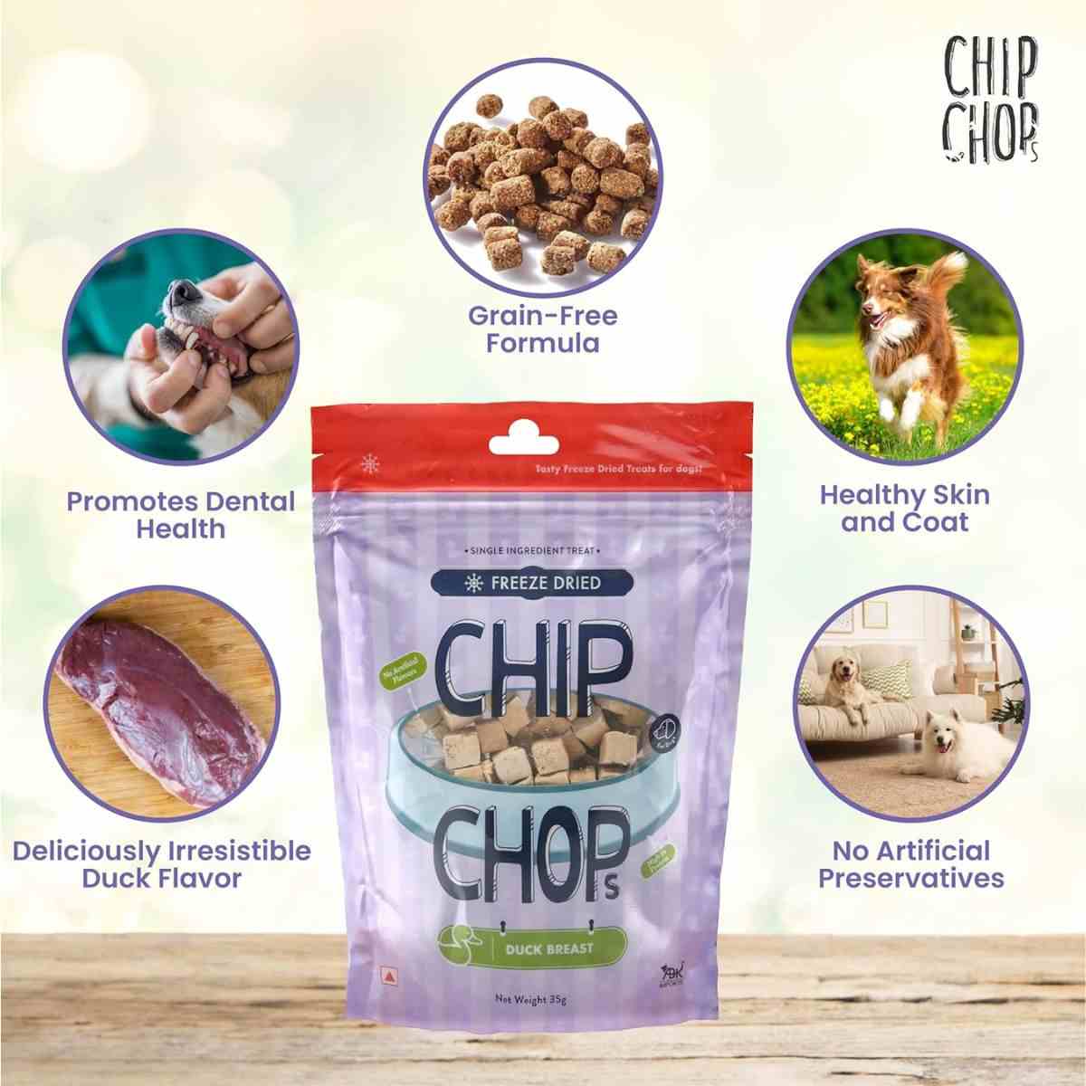 Chip Chops Freeze Dried Duck Breast Dog Treat - 35gm
