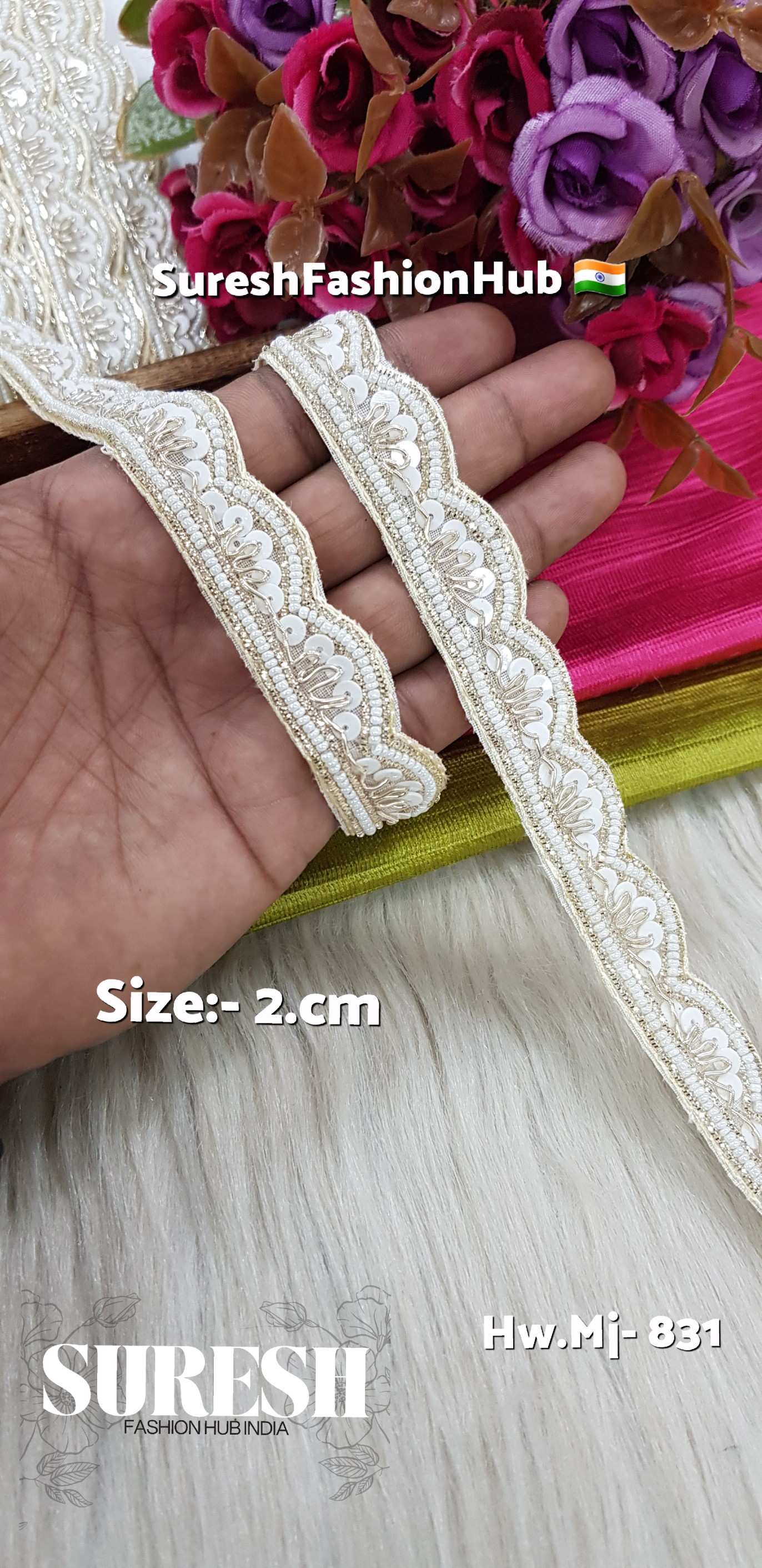 Gold with Pearls Scalloped Handmade Border – Mj-831