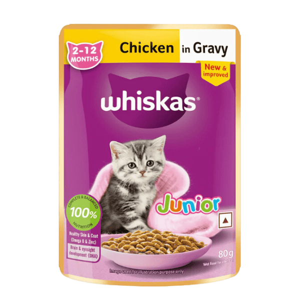Whiskas Kitten Chicken in Gravy (2-12 months) - 80 gm