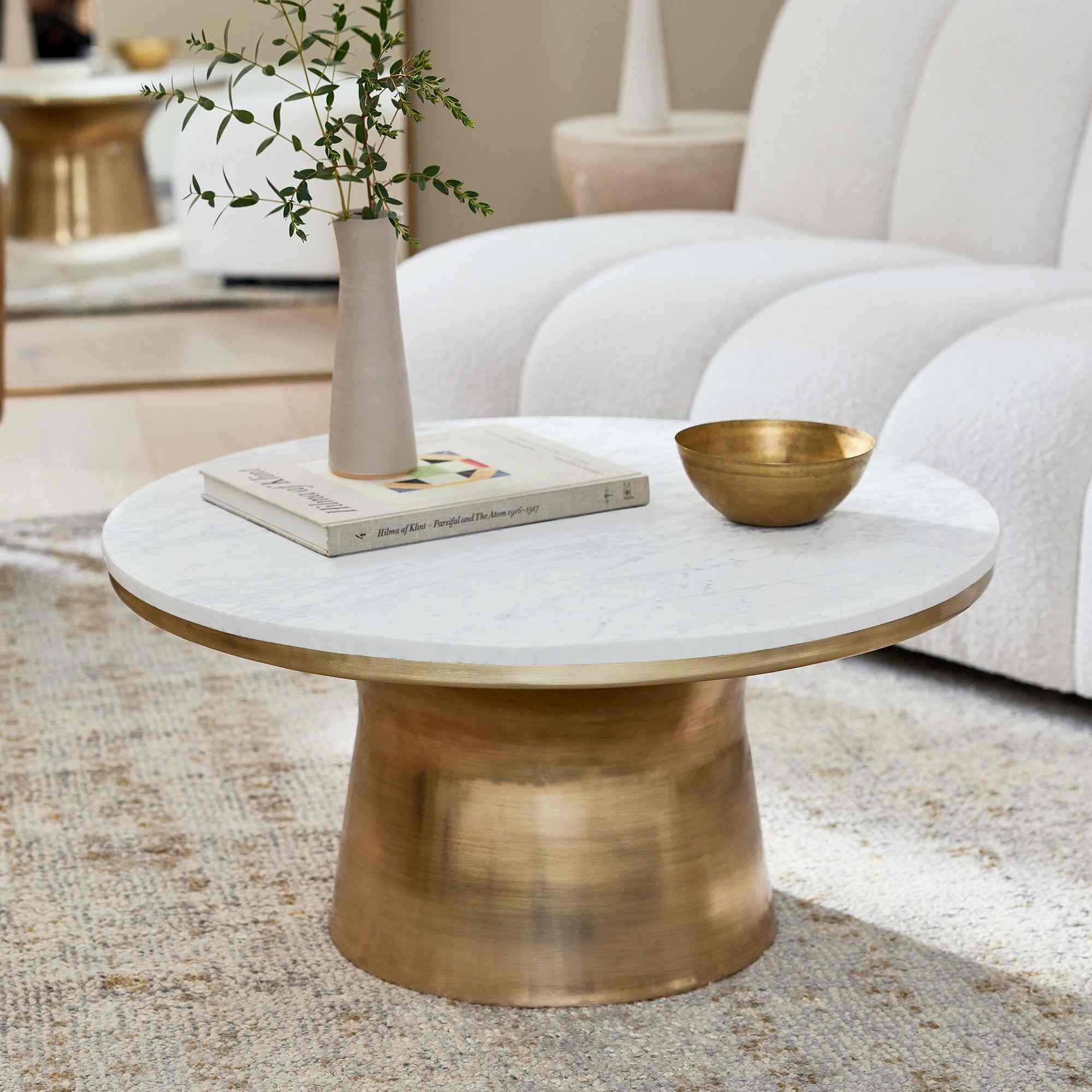 west elm | Marble-Topped Pedestal Coffee Table