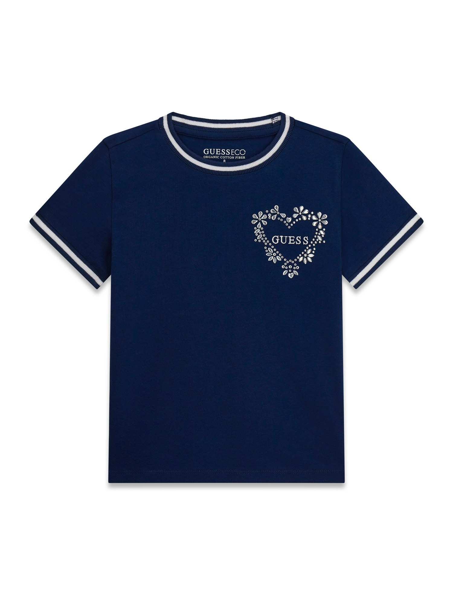 Guess Blue Cotton Solid Girls Tshirt